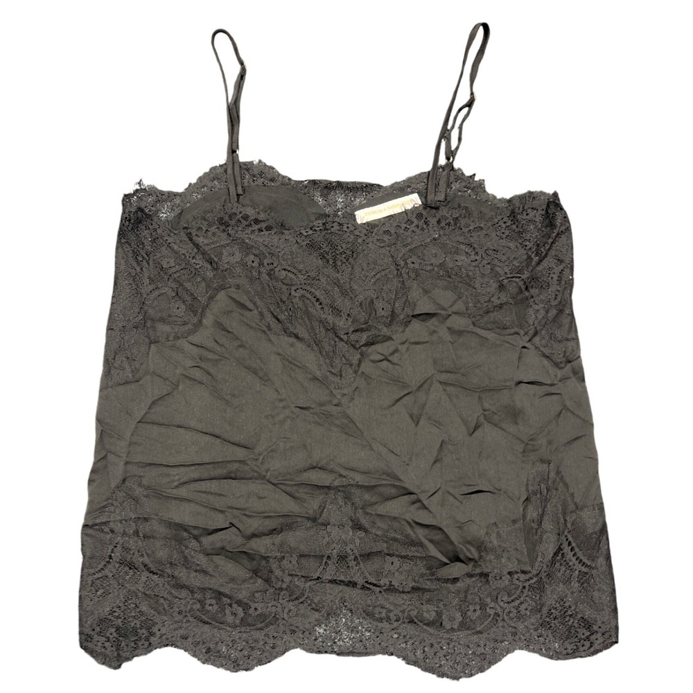 Pookie & Sebastian Camisole Women M Black Lace Trim Adjustable Strap Tank